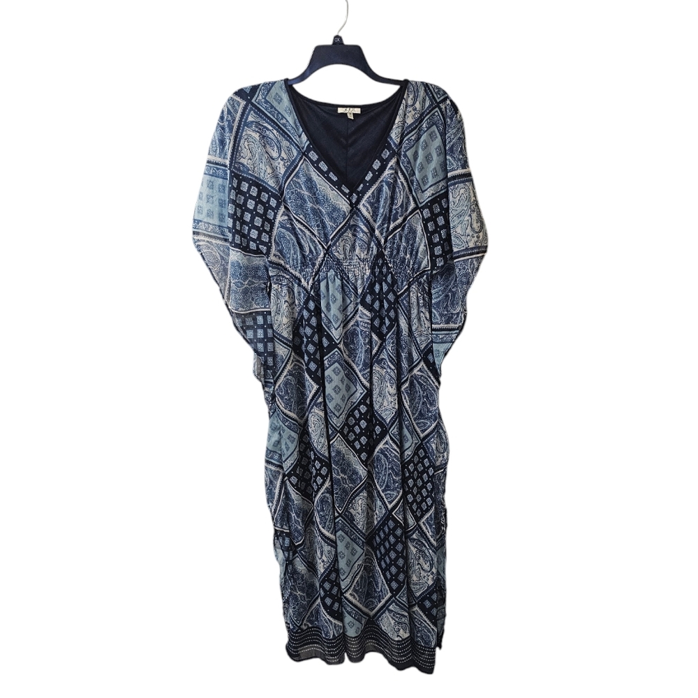 MPH Blue Paisley Kaftan Boho Maxi Dress Women's 3X Flowy Long